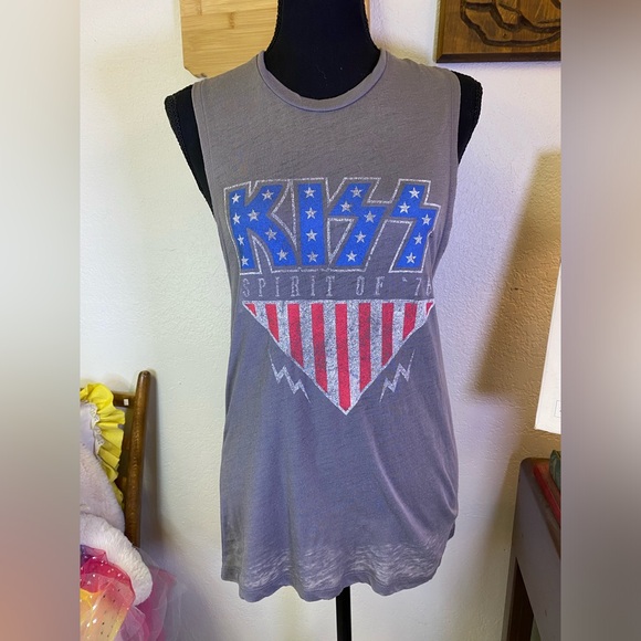 KISS Spirit of ‘76 Official Merch Retro Burnout Sheer Muscle Tank Women’s Small - Picture 2 of 11